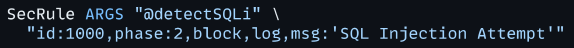 EJEMPLO DE REGLA CONTRA INYECCIONES SQL