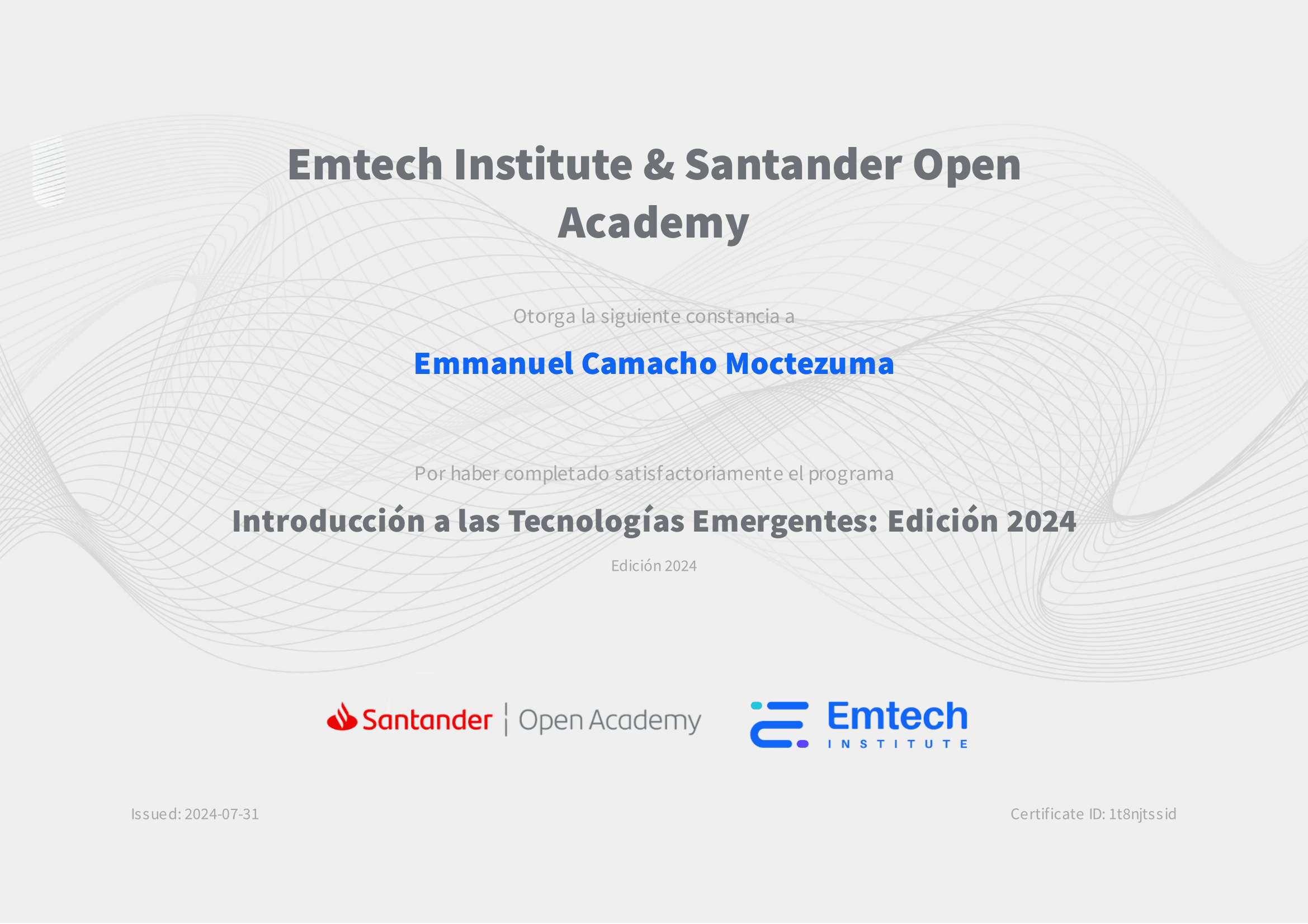 Certificado Santander Open Academy